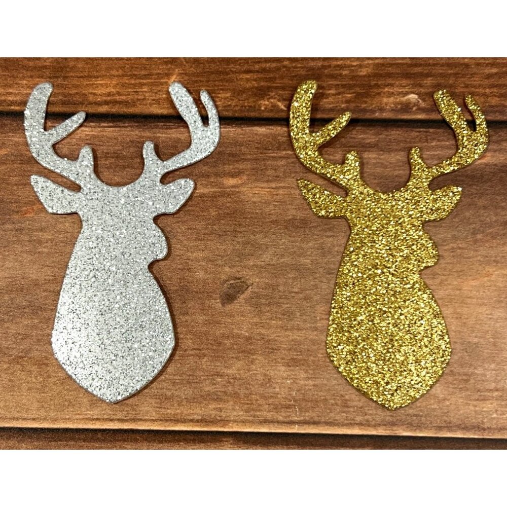 Recollections Christmas Glitter Stickers 24 Pc Silver & Gold Deer Head 529620